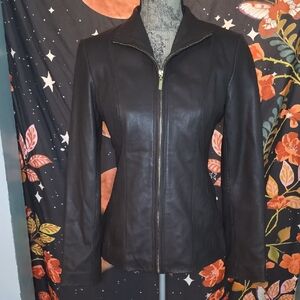 Womans Cole Haan Dark Brown Leather Jacket Sz. Small